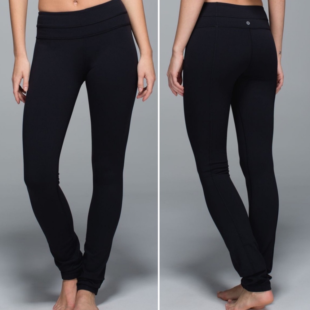 Lululemon RARE *Solid Black Reversible* Skinny Groove Pant (6)